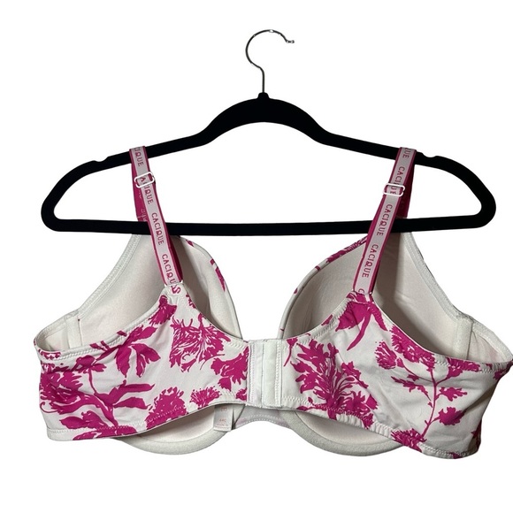 Cacique Lightly Lined T-Shirt in White and Pink Floral Bra - Size 44C - Picture 4 of 8
